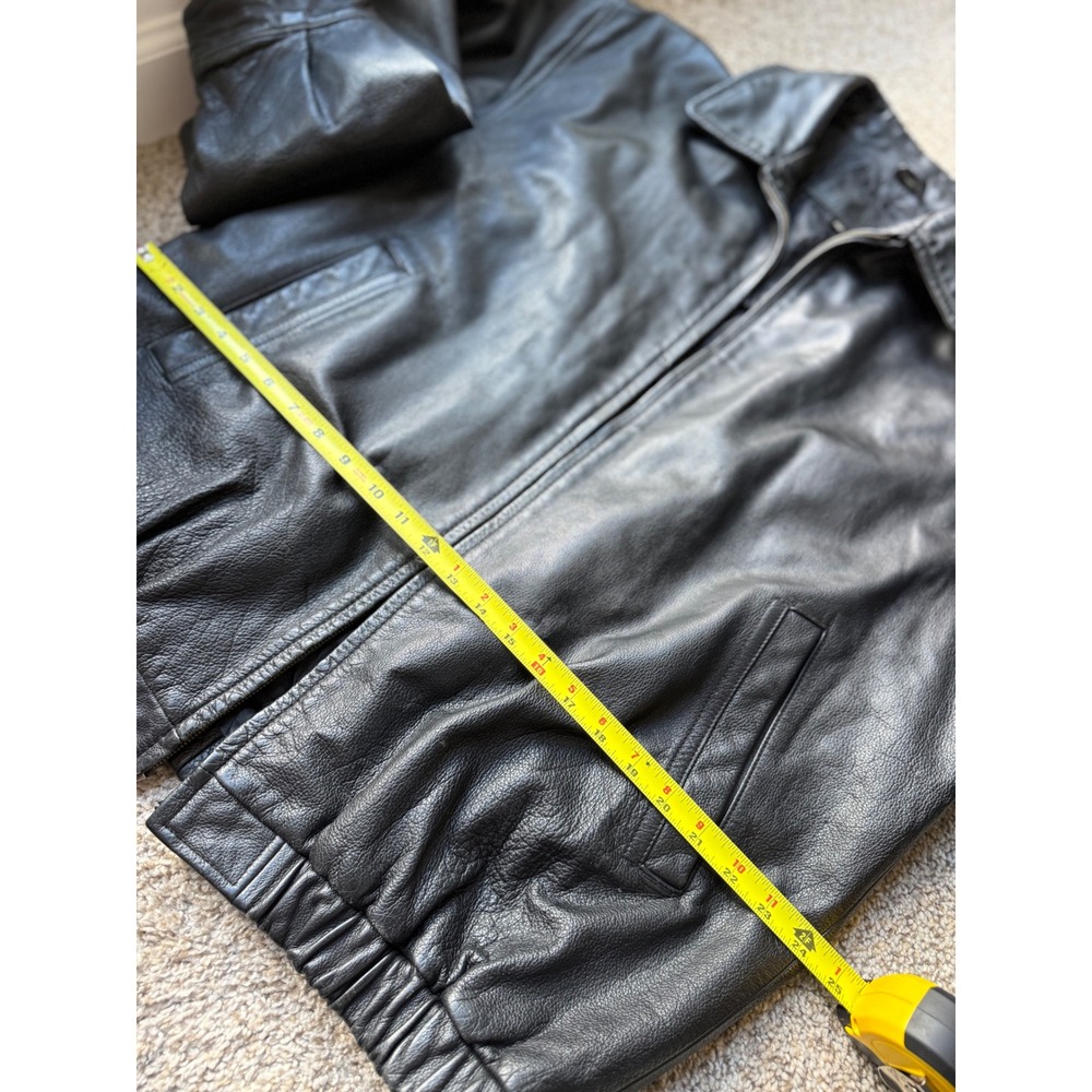 St. John Bay Leather Jacket men XLT Black Bomber Lined Collared - Picture 9 of 13
